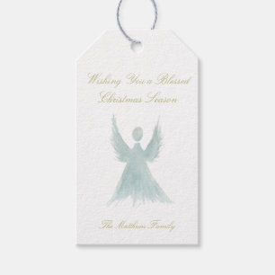 Watercolor Dusty Blue Angel Gift Tag