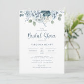 Watercolor Dusty Blue Bridal Shower Invitation (Standing Front)