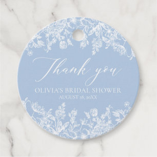 Watercolor Dusty Blue Bridal Shower Thank You  Favor Tags