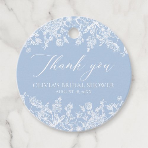 Watercolor Dusty Blue Bridal Shower Thank You  Favor Tags