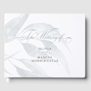 Watercolor Dusty Blue Eucalyptus Leaves Guest Book