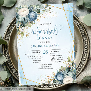 Watercolor Dusty Blue Eucalyptus Rehearsal Invite