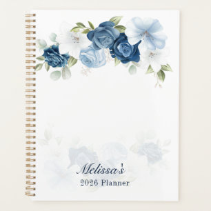 Watercolor Dusty Blue Floral 2026 Planner