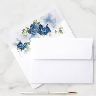 Watercolor Dusty Blue Floral Bridal Shower Envelope Liner