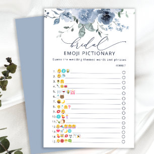 Watercolor Dusty Blue Floral Bridal Shower Game