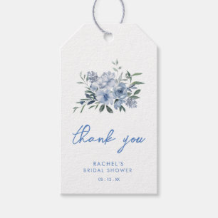 Watercolor Dusty Blue Floral Bridal Shower Gift Tags