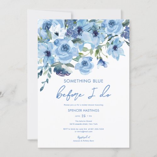 Watercolor Dusty Blue Floral Bridal Shower Invitation