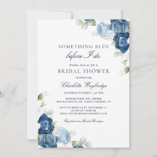 Watercolor Dusty Blue Floral Bridal Shower Invitation