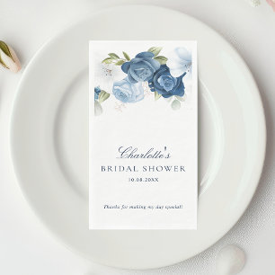 Watercolor Dusty Blue Floral Bridal Shower Paper Guest Towels