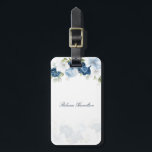 Watercolor Dusty Blue Floral Script Custom Luggage Tag<br><div class="desc">Customize this bridal shower luggage tag by clicking the "Personalize" button above. The tag features a modern elegant chic dusty blue flowers with white,  light blue,  and olive green foliage.</div>