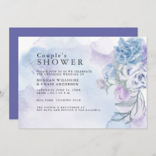 Watercolor Dusty Blue Floral Shower Invitation
