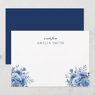 Watercolor Dusty Blue Flower Note Card