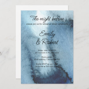 Watercolor dusty blue, navy Rehearsal Dinner  Invitation