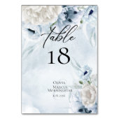 Watercolor Dusty Blue Poppies Table Number (Back)