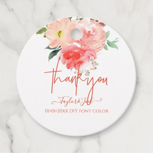 Watercolor Dusty Blue Roses Thank You Script Favor Tags