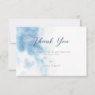 Watercolor Dusty Blue Wedding Thank You Card