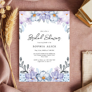 Watercolor Dusty Floral Romantic Bridal Shower Invitation