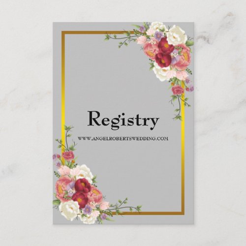 Watercolor Dusty Gray Gold Blush Peach Wedding Enc Enclosure Card