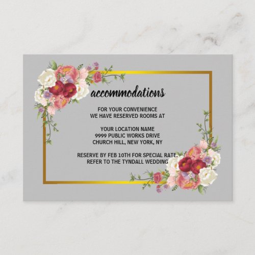 Watercolor Dusty Gray Gold Blush Peach Wedding Enc Enclosure Card