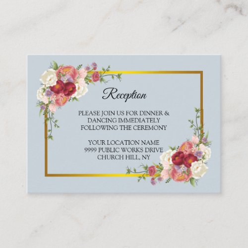 Watercolor Dusty Gray Gold Blush Peach Wedding Enclosure Card