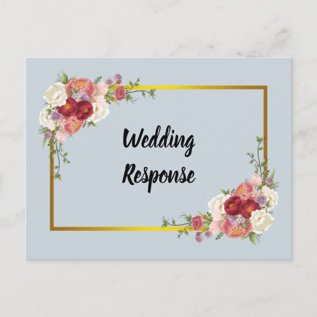 Watercolor Dusty Gray Gold Blush Peach Wedding Postcard (Front)