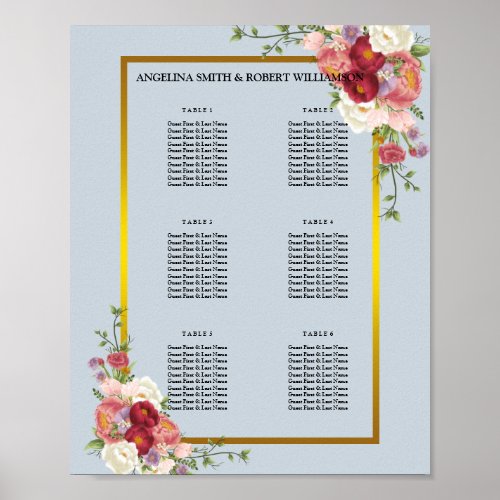 Watercolor Dusty Gray Gold Blush Peach Wedding Poster