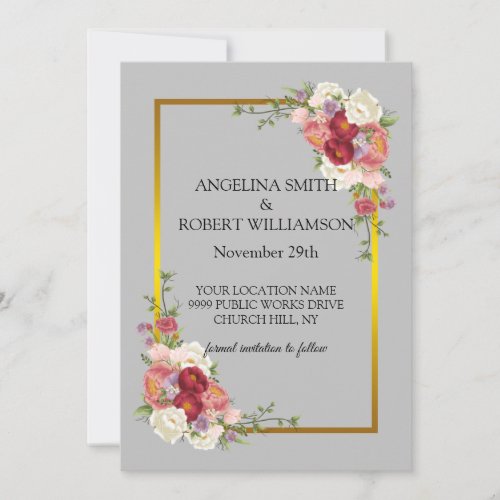 Watercolor Dusty Gray Gold Blush Peach Wedding Sav Save The Date