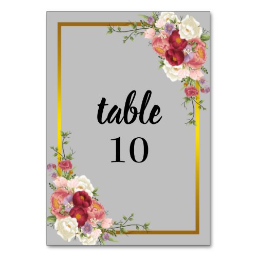 Watercolor Dusty Gray Gold Blush Peach Wedding Tab Table Number