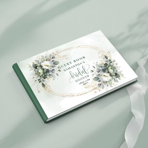 Watercolor Dusty Green Bridal Shower Guest Book