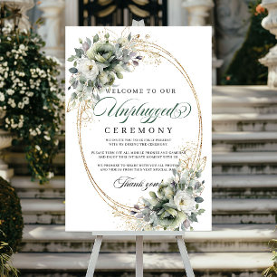 Watercolor Dusty Green Unplugged Ceremony Wedding Poster