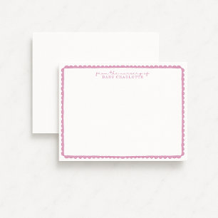Watercolor dusty Pink Scalloped Nursery Note Card