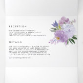Watercolor Dusty Purple Flowers Botanical Wedding Tri-Fold Invitation (Inside Middle)