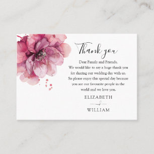 Watercolor Dusty Rose Floral Wedding Thank You Place Card