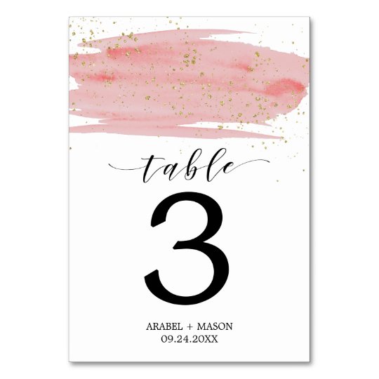 Gold Table Number INSTANT DOWNLOAD Pink and Gold Watercolor Table Number Quincea\u00f1era Table Number Table Number Reception Table Number
