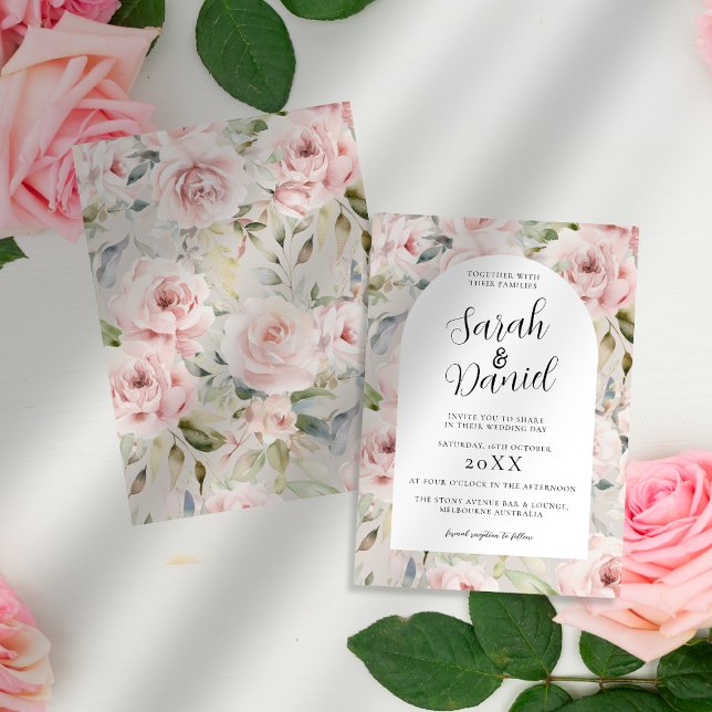 Watercolor Dusty Rose Pink Wedding Invitation (Creator Uploaded)