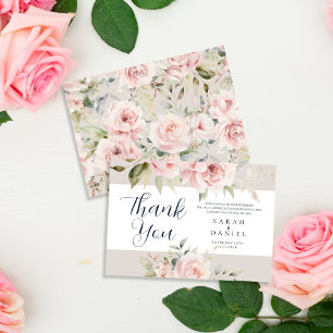 Watercolor Dusty Rose Pink Wedding Welcome Thank You Card