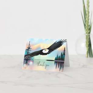 Watercolor Eagle over lake customizable Card