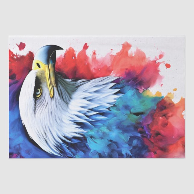 Watercolor Eagle Portrait Painting Decoupage Tissue Paper (Front)