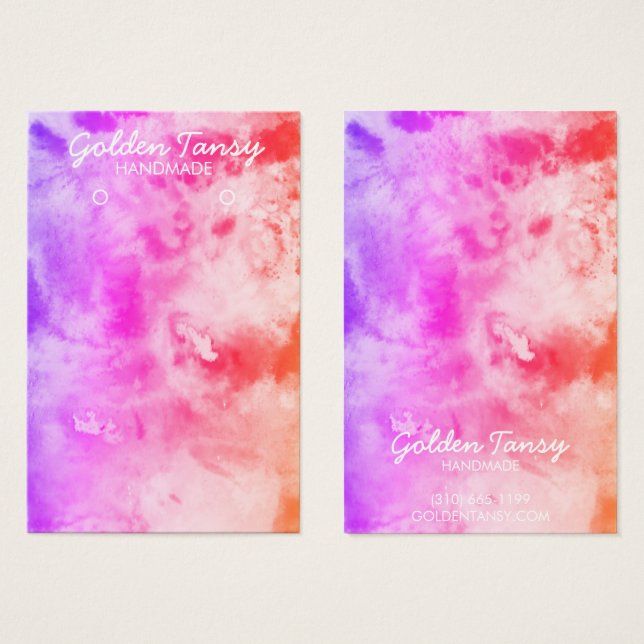 Watercolor Earring Necklace Jewelry Display Card (Front & Back)