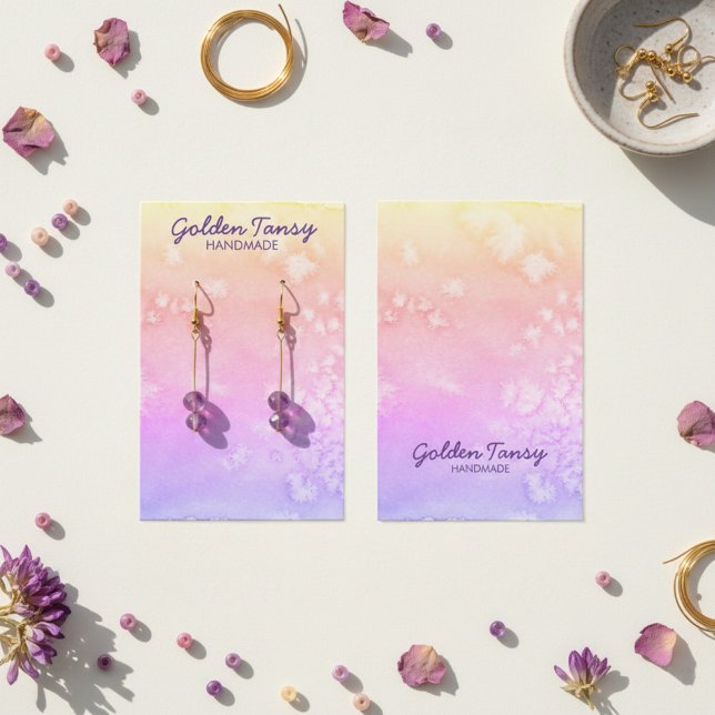 Watercolor Earring Necklace Jewelry Display Card (Watercolor Soft Sunset Earring Necklace Jewelry Display Card
)