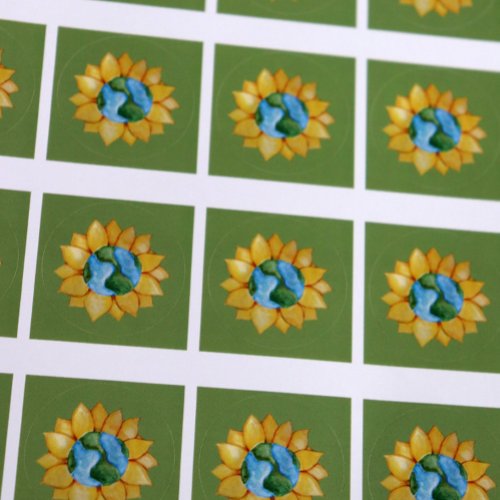 Watercolor Earth Day Sunflower                     Classic Round Sticker
