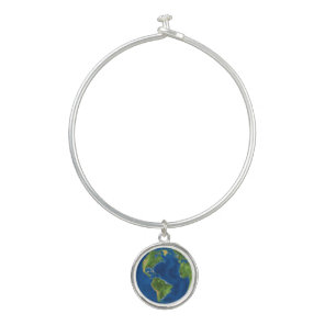 Watercolor Earth globe geography funny 3D illusion Bangle Bracelet