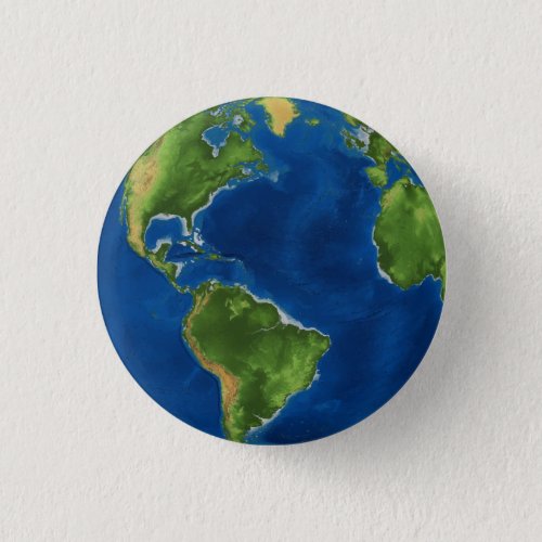 Watercolor Earth globe geography funny 3D illusion Button