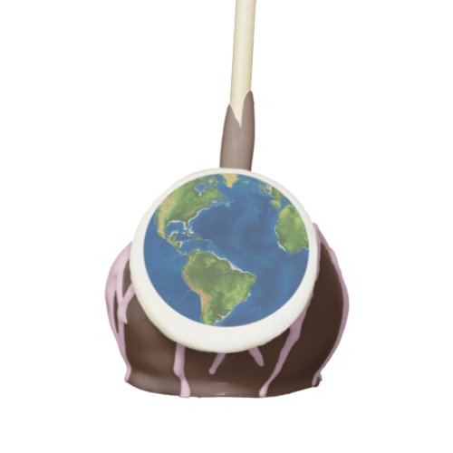 Watercolor Earth globe geography funny 3D illusion Cake Pops