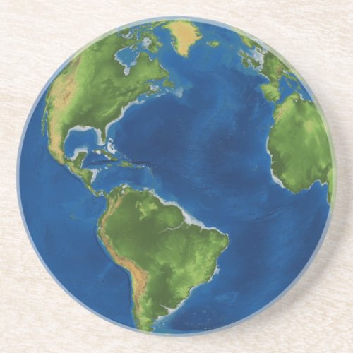 Watercolor Earth globe geography funny 3D illusion Coaster