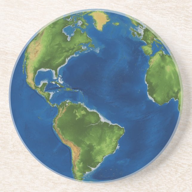 Watercolor Earth globe geography funny 3D illusion Coaster (Front)