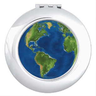 Watercolor Earth globe geography funny 3D illusion Compact Mirror
