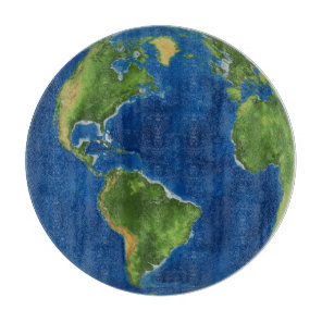 Watercolor Earth globe geography funny 3D illusion Cutting Board