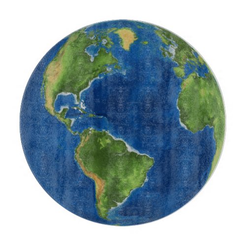 Watercolor Earth globe geography funny 3D illusion Cutting Board