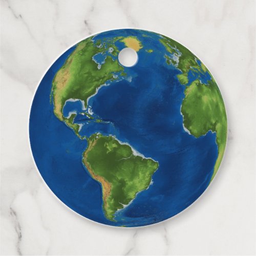 Watercolor Earth globe geography funny 3D illusion Favor Tags